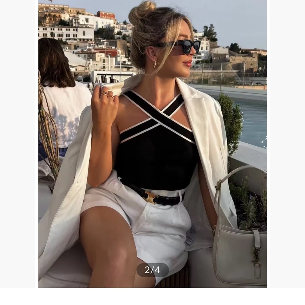 Chic Black and White Women's Top